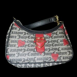 Juicy Couture Black and Red Heart Shoulder Bag